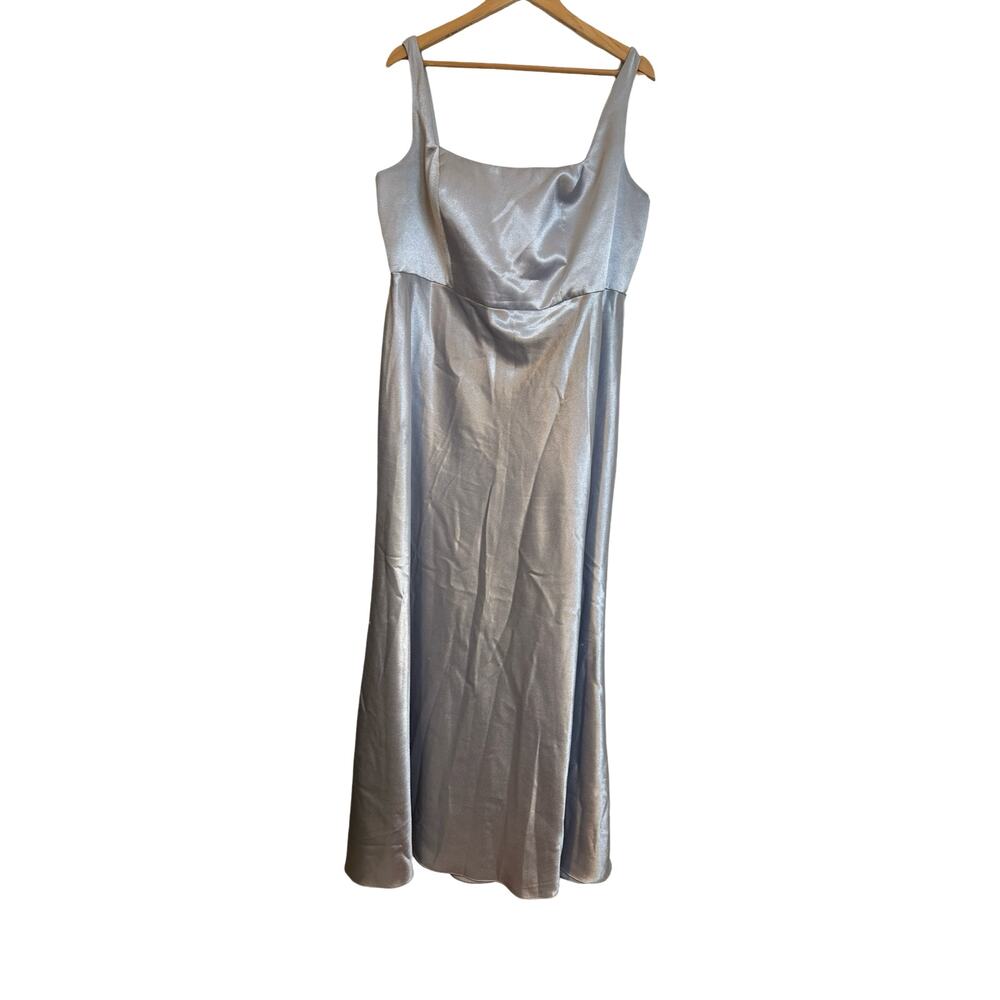 Jenny Yoo Silver Satin Maxi Midi Dress Bridesmaid Formal Cocktail Plus Size 22